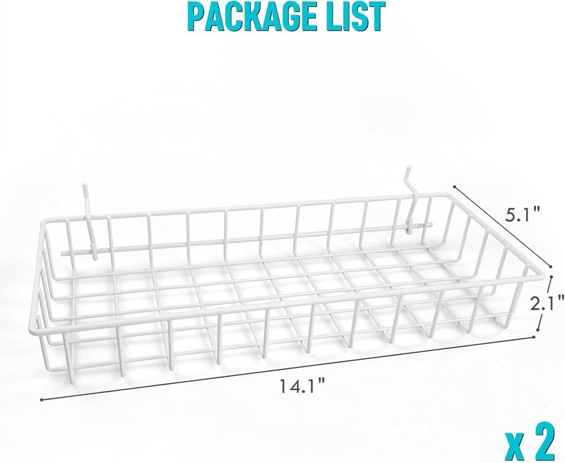 G.CORE Large Peg Board Baskets - 2 Pack Metal Shallow Tray Shelves for 1/4 Pegboards - Spray Bottle Holders Can Organizers for Garage Workbench Shop Hobby Craft Tool Organization (White) - Image 3
